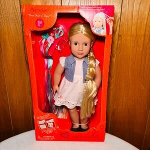 Our Generation Phoebe 18" Doll Hair Grow Styling Book Accessories Hair Clips